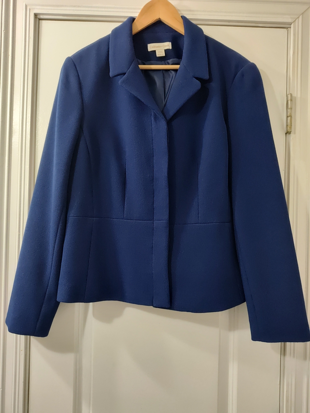 Coldwater Creek Women's Royal Blue Textured Tailored Lined Blazer Day To Night